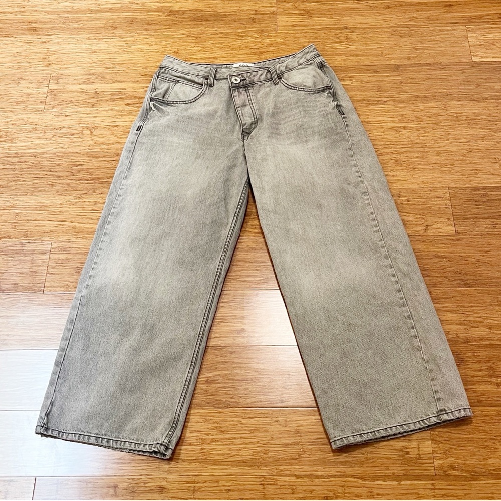 BDG Urban Outfitters Asymmetrical Waist Baggy Wide Leg Jeans Gray 30W Y2K